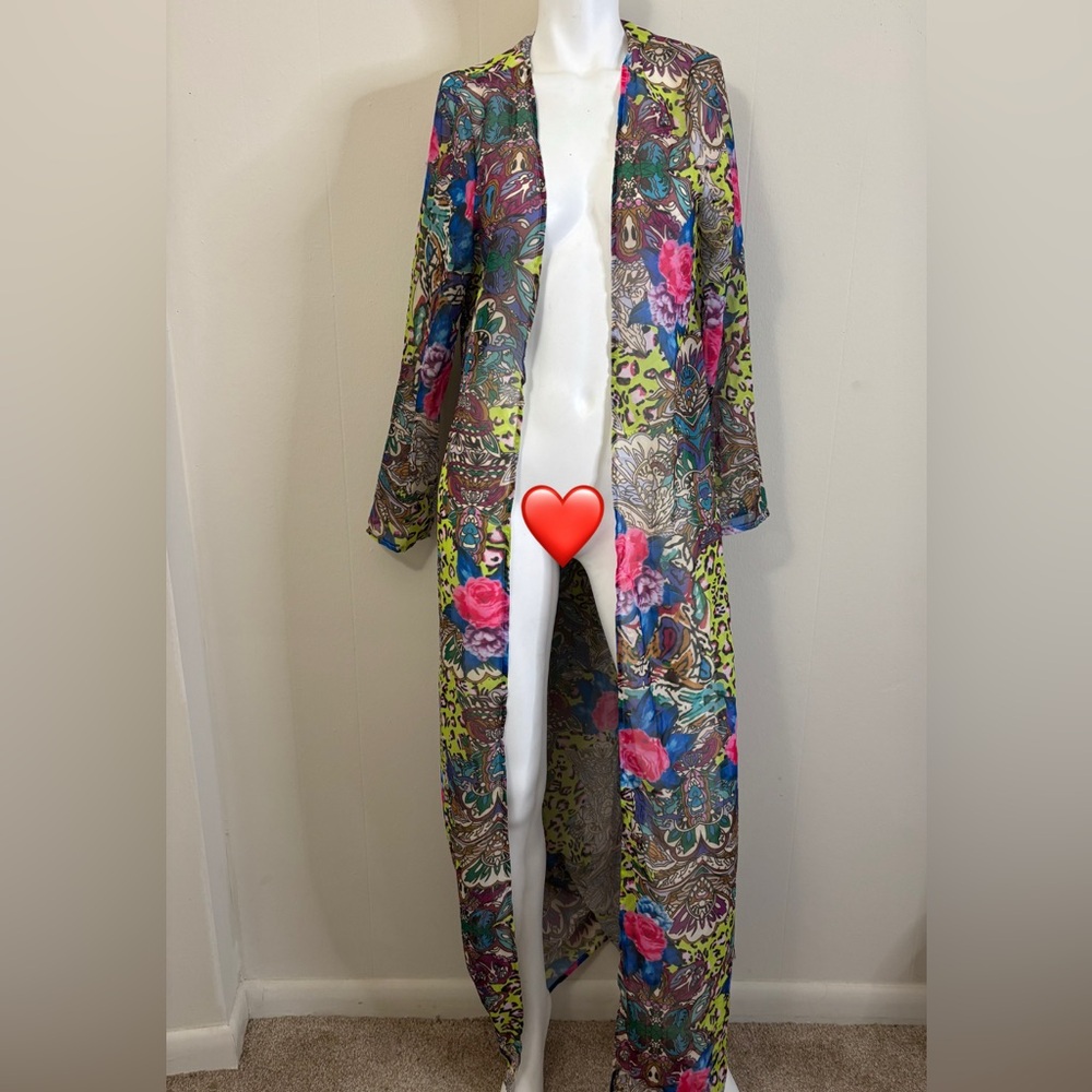 Colorful Floral Long Kimono